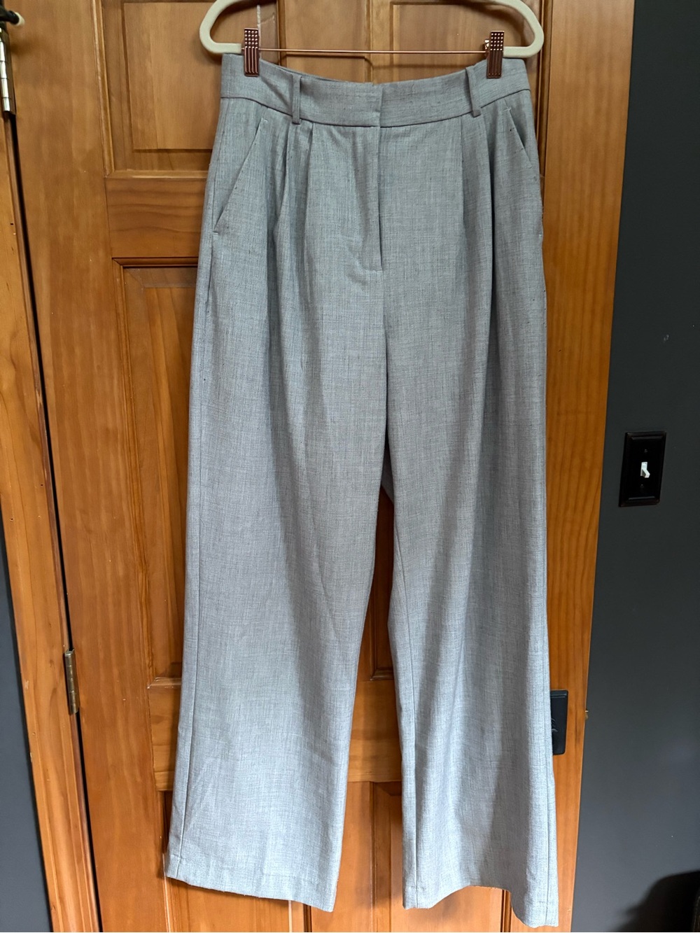 Abercrombie & Fitch Light Gray Wide-Leg Trousers
